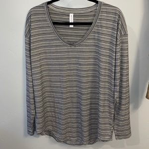 Athleta stripe long sleeve athletic top Large